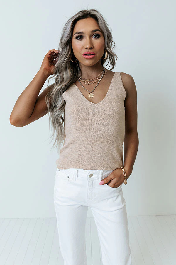 Summer Hot Spot Knit Tank In Birch | Impressions Online Boutique
