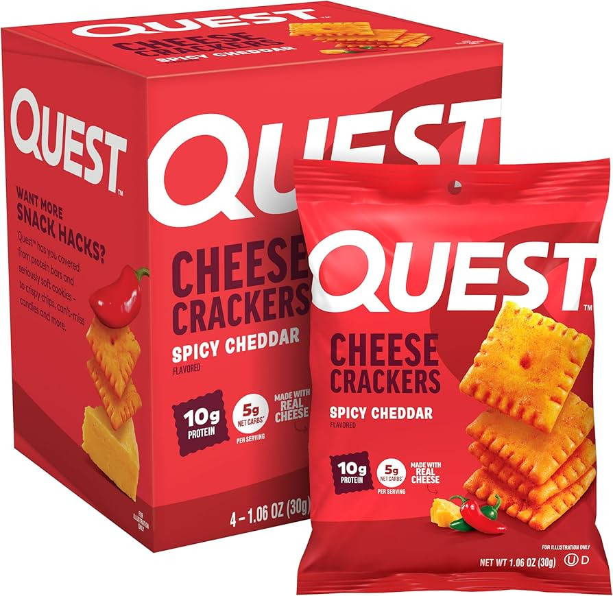 Quest Nutrition Cheese Crackers, Spicy Cheddar, 10g of Protein, Low Carb, Made with Real Cheese, ... | Amazon (US)