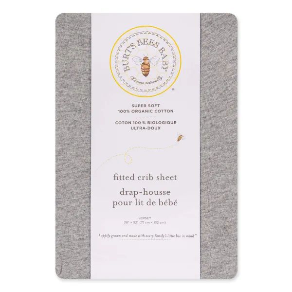 Solid Organic Cotton BEESNUG® Fitted Crib Sheet - Heather Grey | Burts Bees Baby