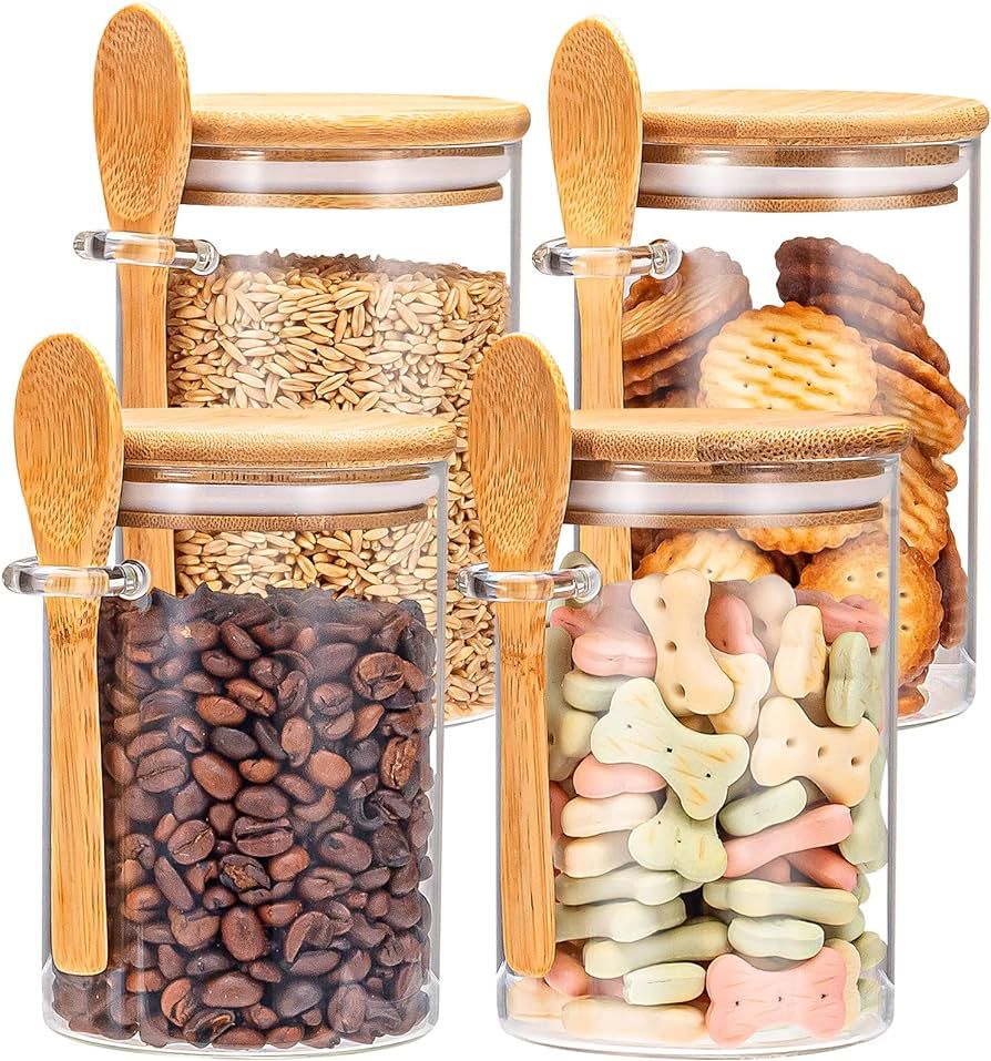 Airtight Food Storage Containers, Glass Storage Canister with Wooden Spoon and Lids ,15OZ Glass J... | Amazon (US)