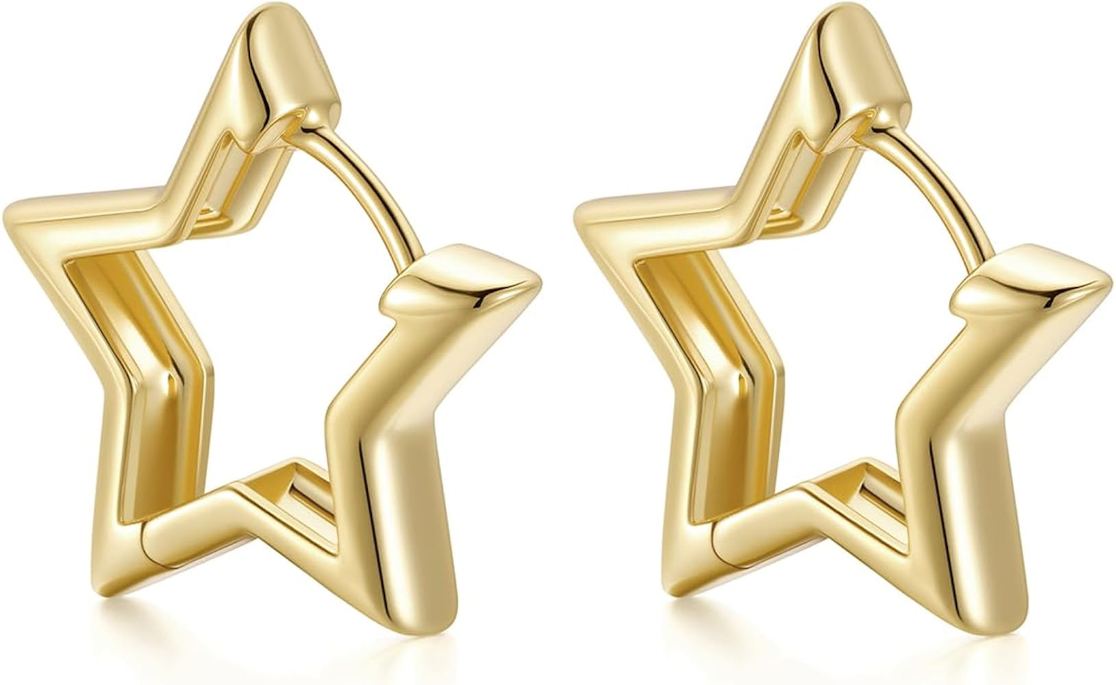 FindChic Star Earrings for Women, Silver/Black/Gold Plated Plated Star Hoop Earrings, 20/30/40/50... | Amazon (US)
