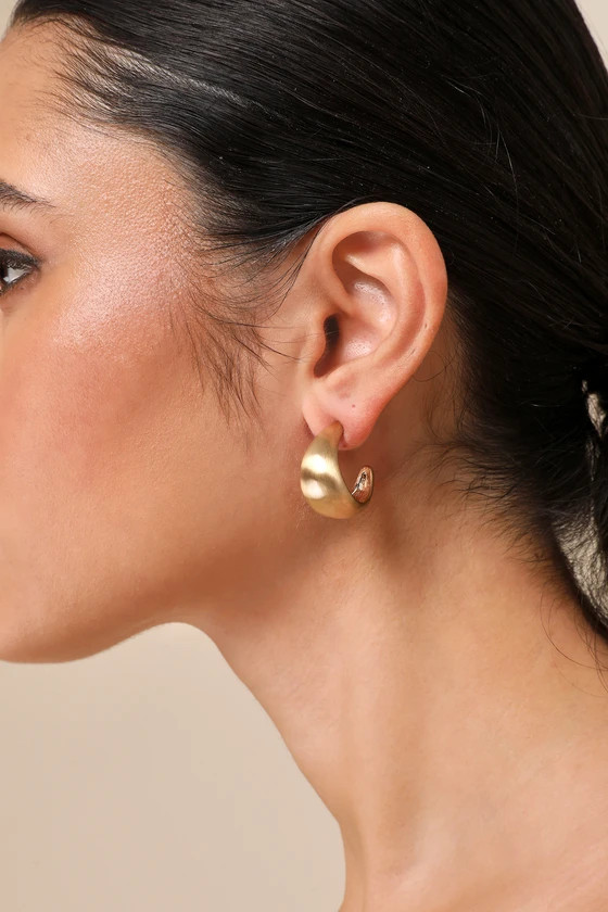 Stunning Decision Gold Matte Chunky Hoop Earrings | Lulus