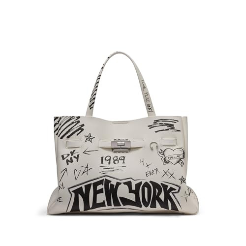 DKNY Women's Bryar Large Slouchy Tote Bag, Marshmallow, One Size | Amazon (US)