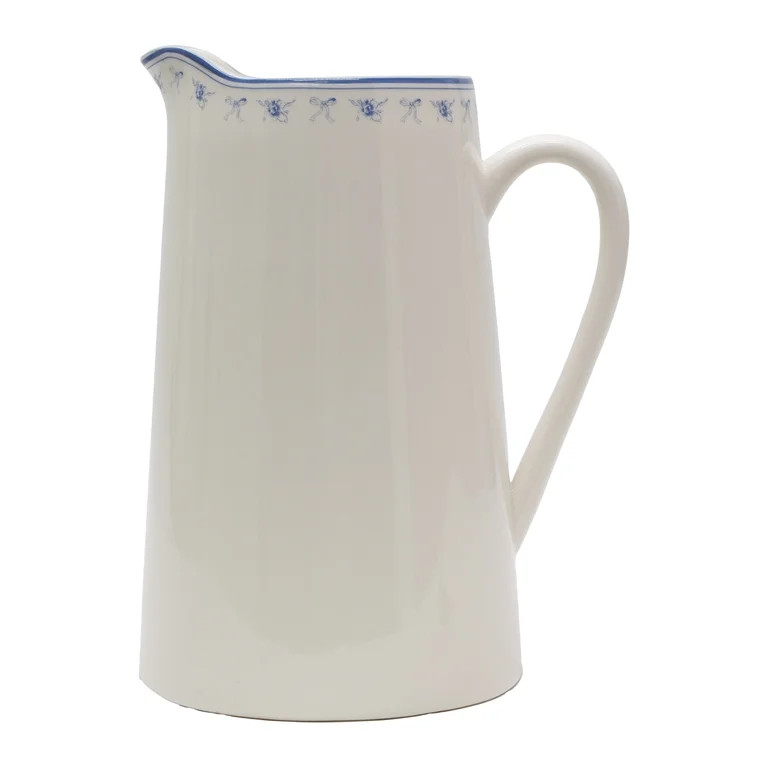 Floral Stoneware Pitcher, Blue and White, 3 qt, by My Texas House | Walmart (US)
