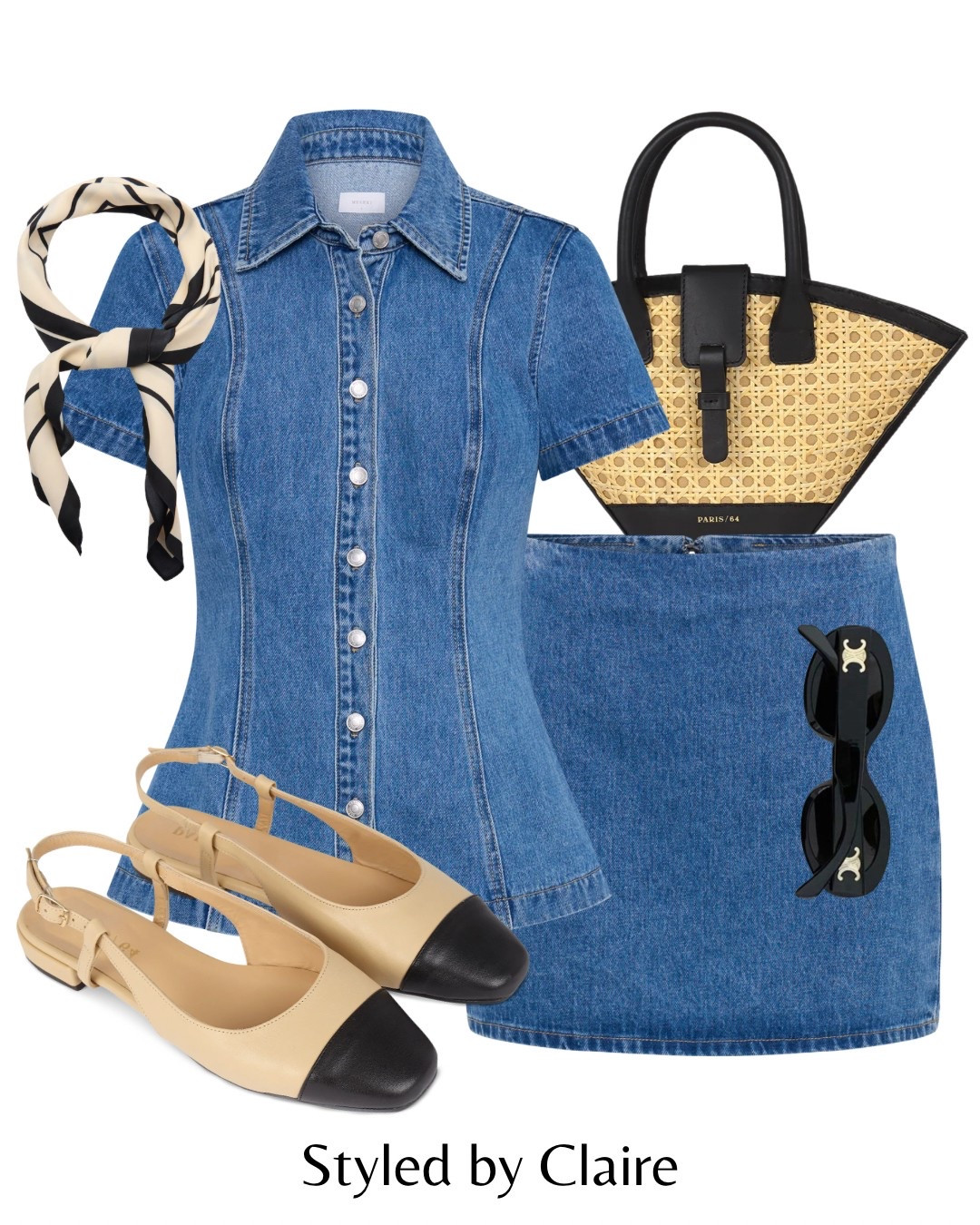 Double denim❤️‍🔥30% off!!!!
Tags: meshki polo shirt top mini skirt set raffia bag sling back Paris64 sandals shoes slip on Chanel dupe silk scarf mango fashion spring summer inspo outfit ideas chic women’s style city break date night holidays vacation sale trending 

#LTKshoes #LTKstyletip #LTKspring
