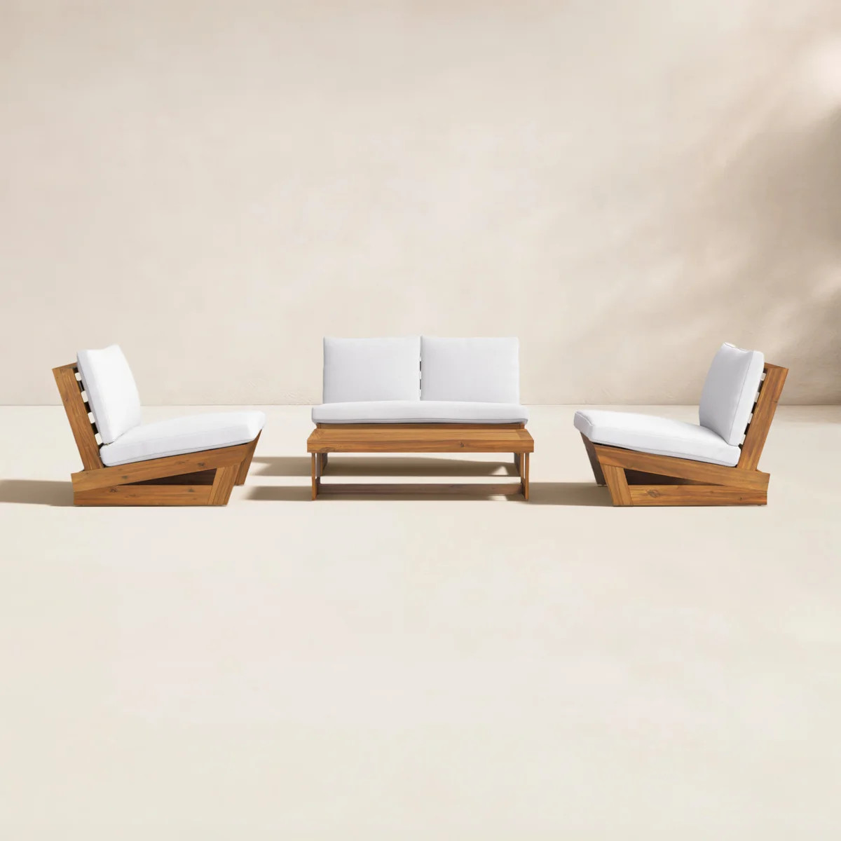 Louise Acacia 4 - Person Patio Conversation Set with Cushions | Wayfair North America