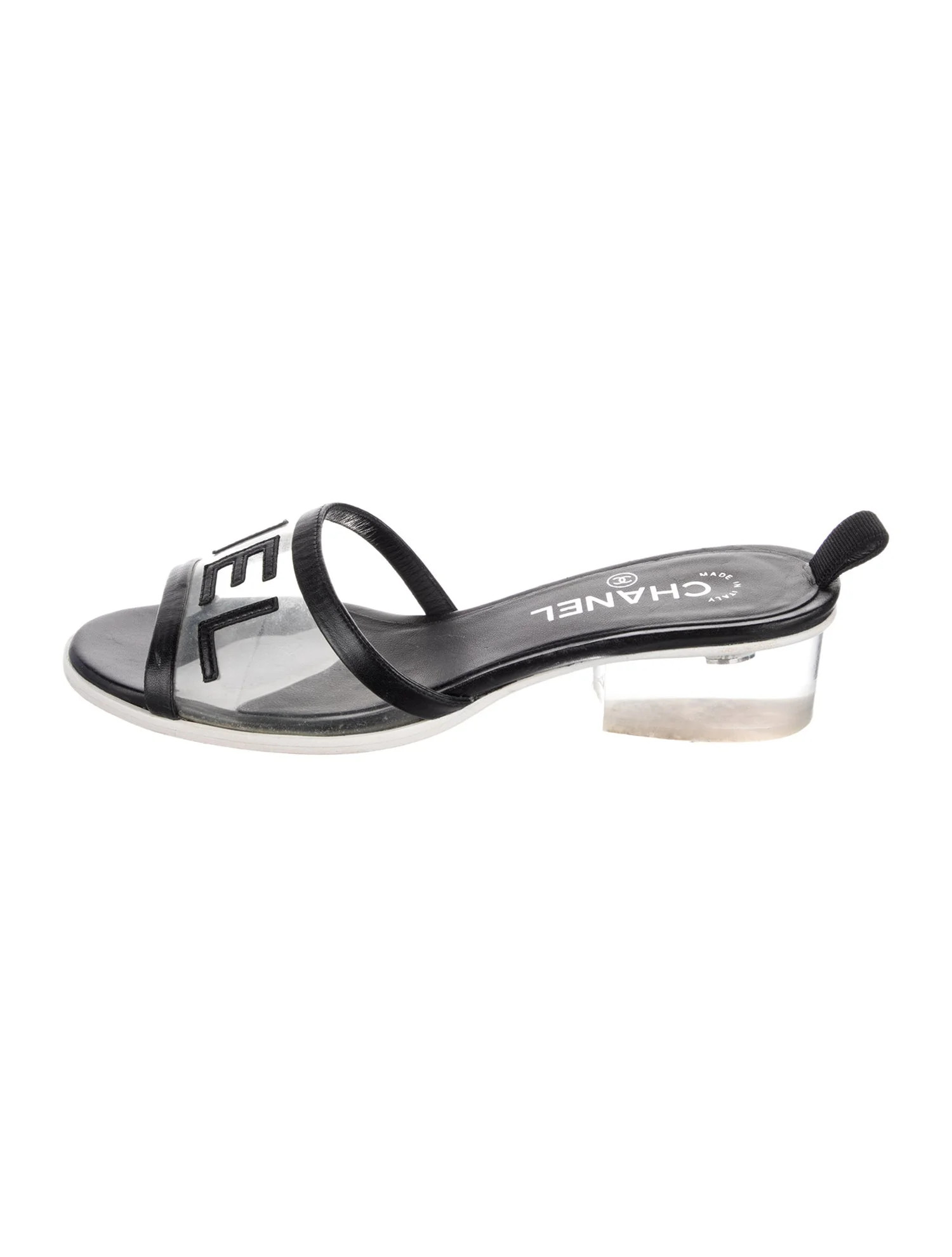 Chanel Interlocking CC Logo PVC Slides - Black Sandals, Shoes - CHA1415824 | The RealReal | The RealReal