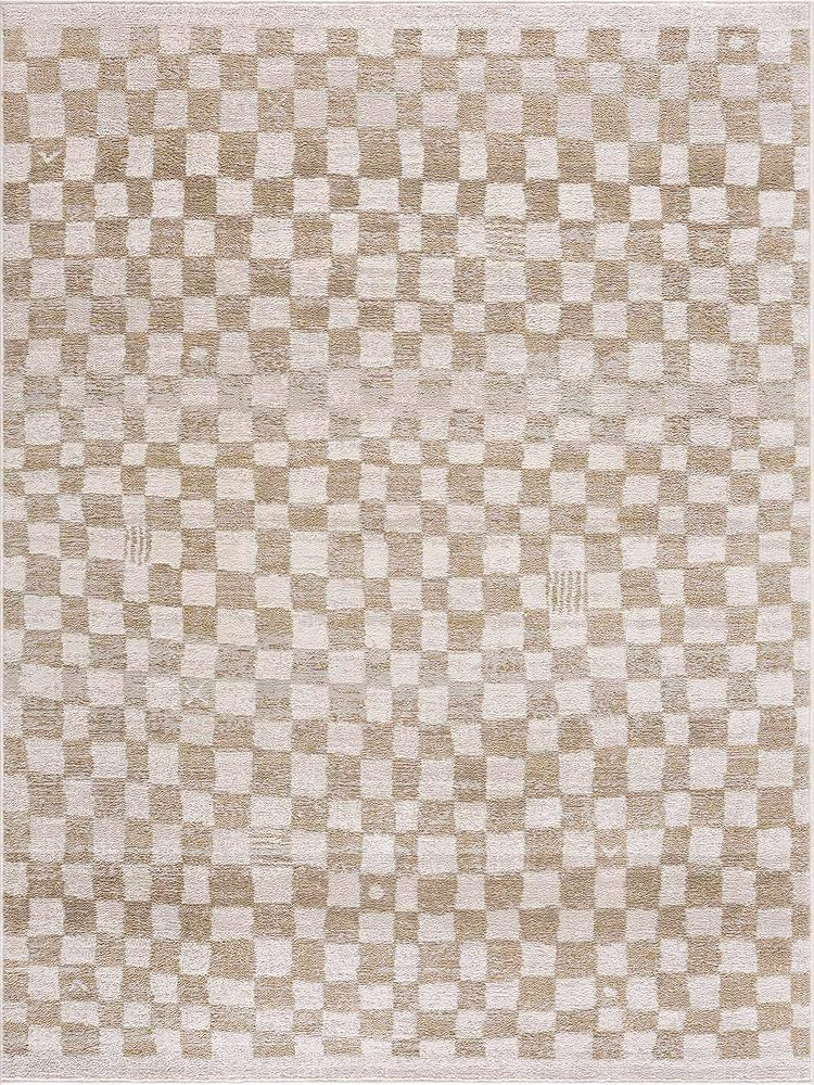 Benjy Modern Checkered Area Rug - Contemporary Geometric Carpet for Living Room, Bedroom, Kids Ro... | Amazon (US)