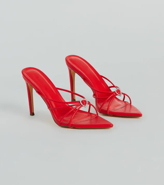 Heart And Soul Strappy Rhinestone Stiletto Mules | Windsor Stores