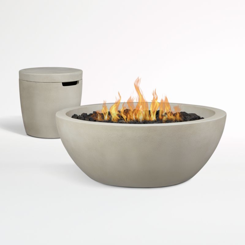 Retreat 42" Fire Bowl and Propane Tank Cover Set | Crate and Barrel | Crate & Barrel