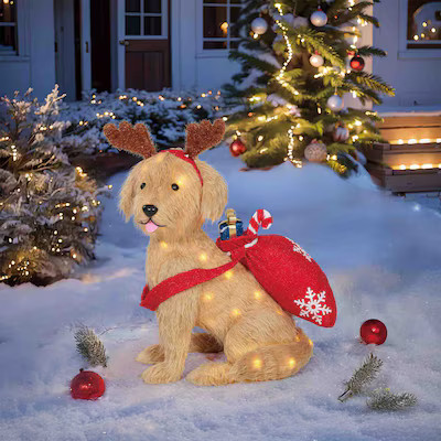 Holiday Living 2-ft LED Retriever with Backpack Decoration | Lowe's
