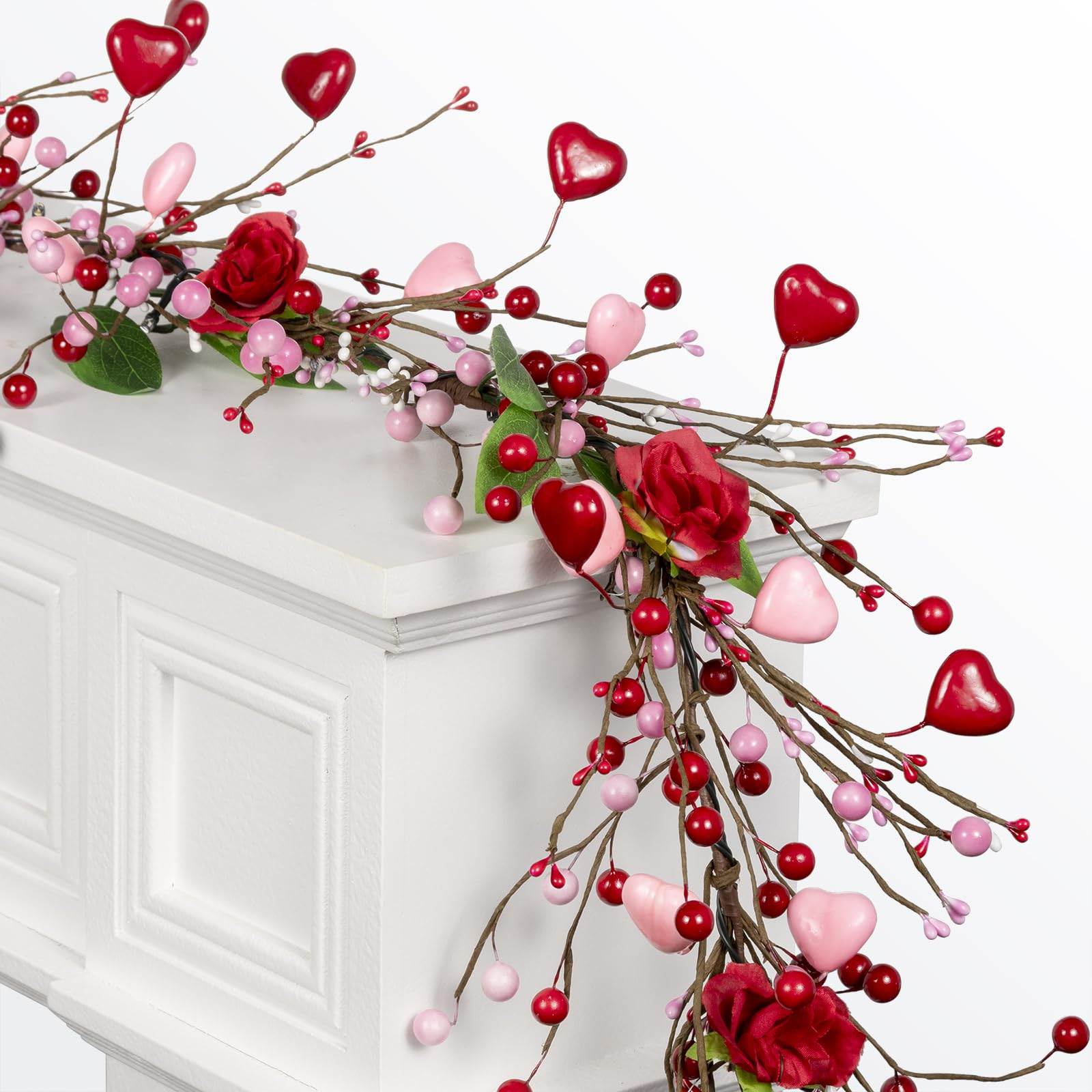 6 FT Valentines Day Garland with 20 LED Lights & 8 Modes Timer, Pre-lit Lighted Valentines Berry ... | Amazon (US)