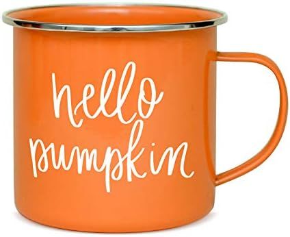 Sweet Water Decor Pumpkin Coffee Mugs | 18oz Galvanized Steel Campfire Style Coffee Cup | Autumn ... | Amazon (US)