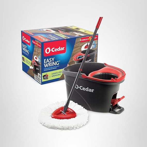 O-Cedar EasyWring Microfiber Spin Mop, Bucket Floor Cleaning System, Red, Gray, Standard | Amazon (US)