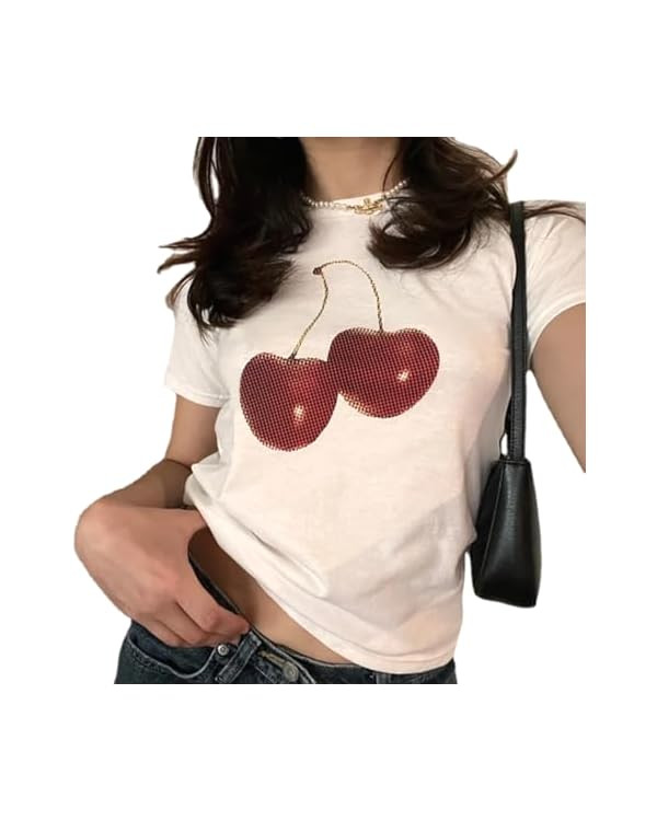 Baby Tees Y2k Shirt 2000s Fashion Cute Shirts 90s Outfit Woman Graphic Tees Y2k Vintage Clothes | Amazon (US)