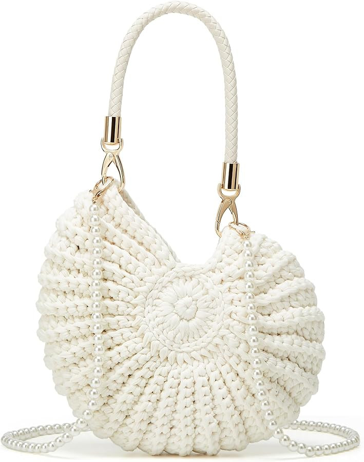 Handmade Crochet Tote Bag Seashell Purse for Women Boho Shell Handbag Crossbody Shoulder Bag Summ... | Amazon (US)