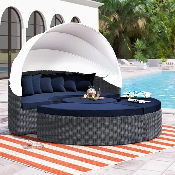 Summon 91'' Wide Outdoor Patio Daybed with Sunbrella Cushions | Wayfair North America