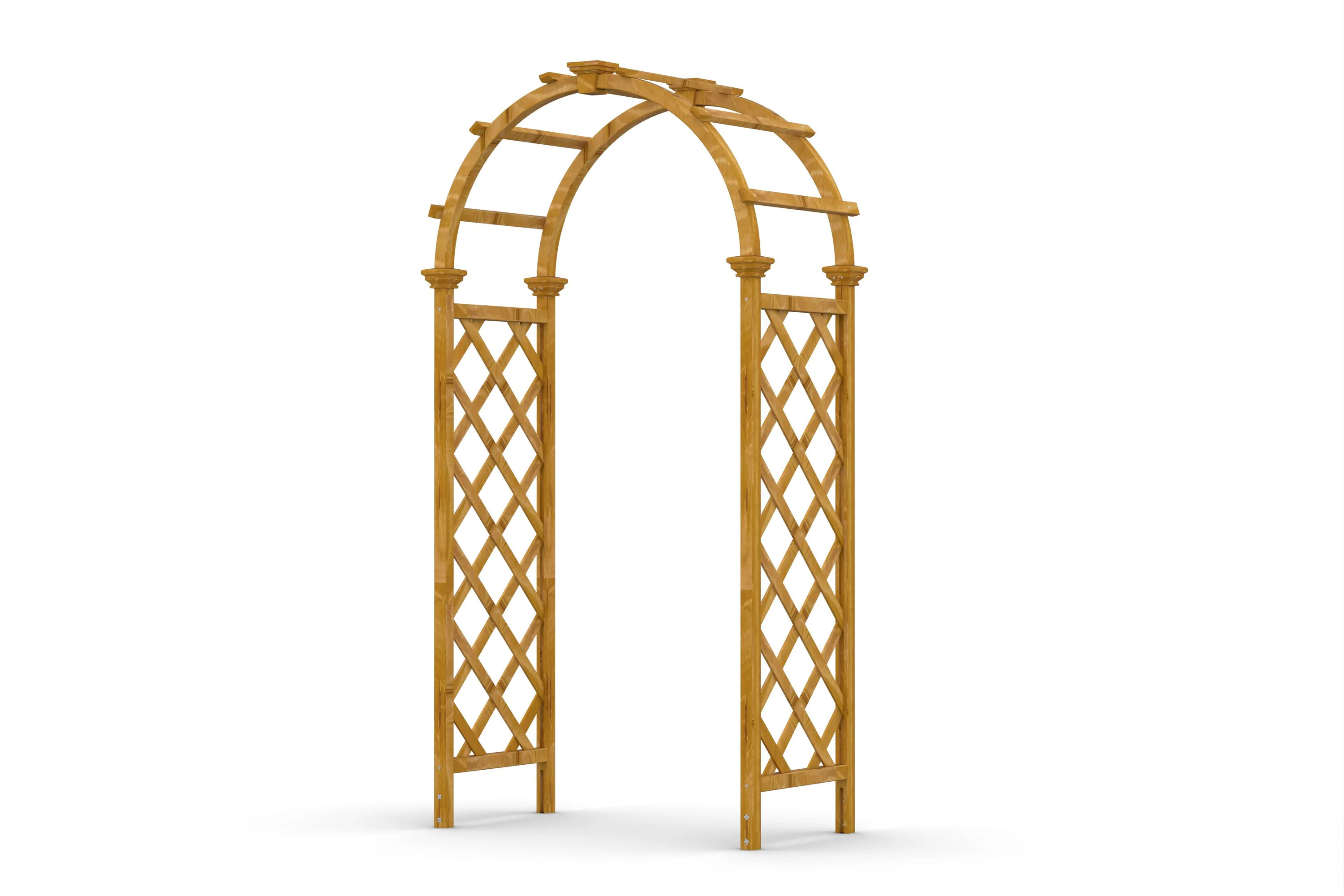 Vita Wood 3.54-ft W x 6.78-ft H Arched Golden Brown Cedar Garden Arbor | VA68893 | Lowe's