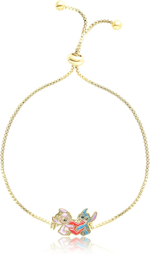 Disney Womens Stitch and Angel Heart Lariat Bracelet - 18kt Flash Plated Adjustable Stitch Bracel... | Amazon (US)