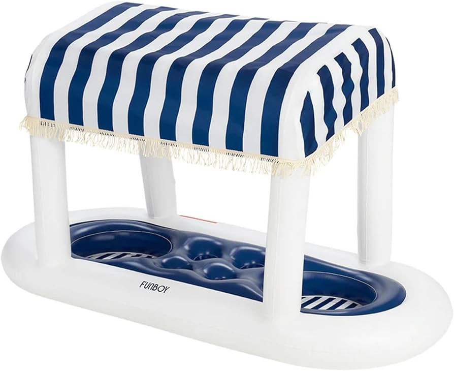 FUNBOY Giant Floating Navy Cabana Stripe Drink Station, Removable Fabric Shade with Fringe, Perfe... | Amazon (US)