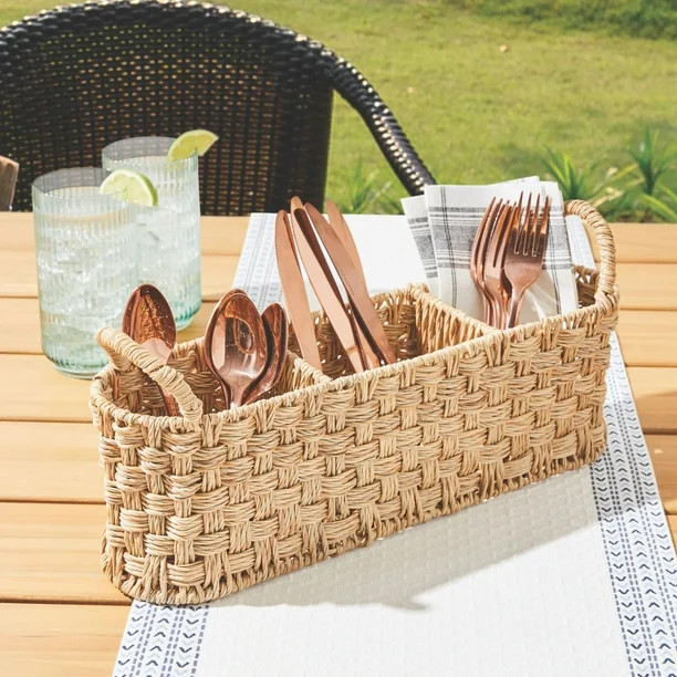 Better Homes & Gardens Beige Rattan Oval Caddy | Walmart (US)