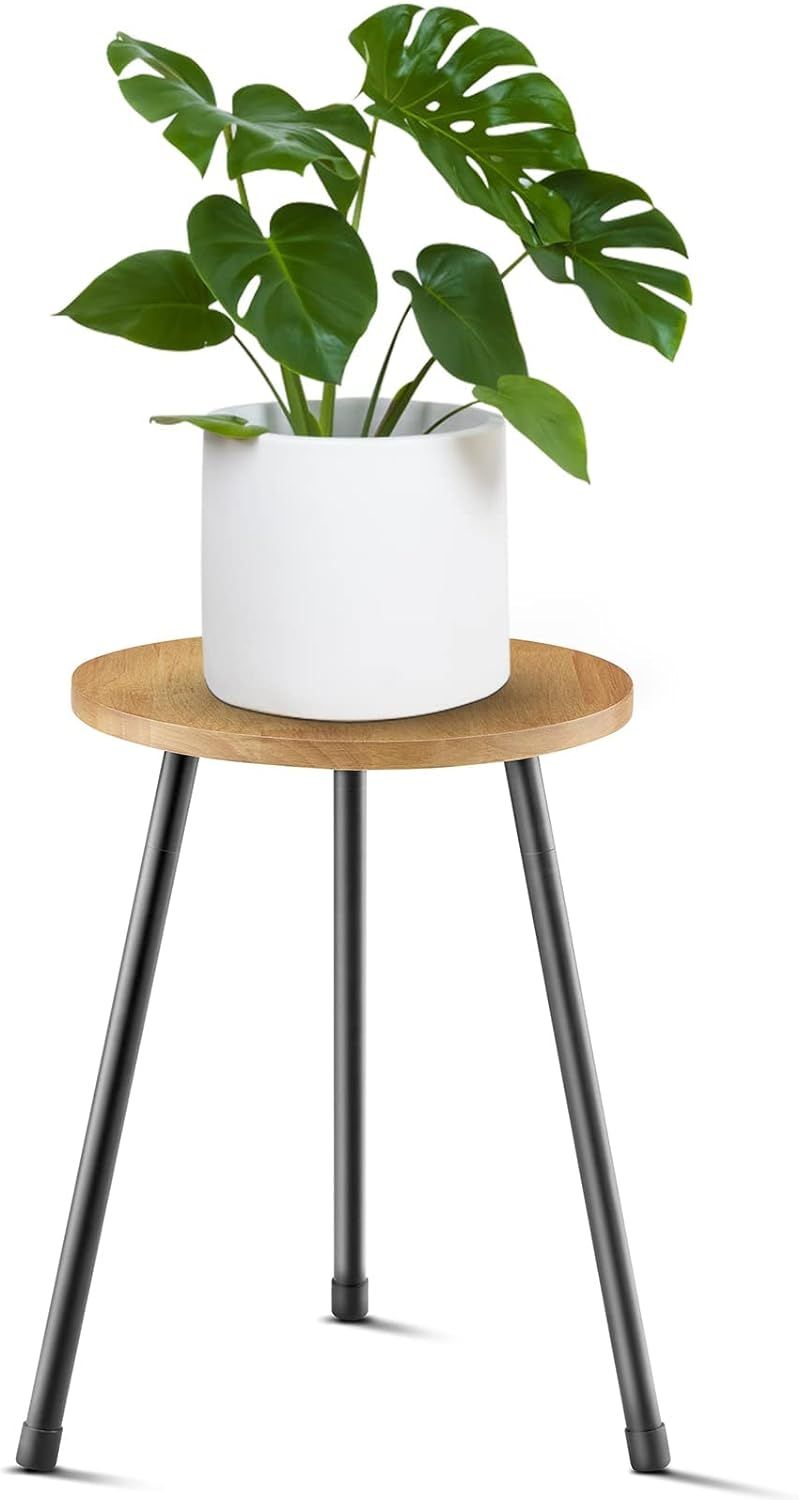 KINNARY Indoor Plant Stand, Mid Century Wood Plant Stand Plant Table for Flower Pots, Tall Metal ... | Amazon (US)