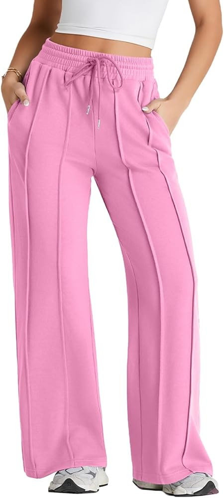 Herseas High Waisted Sweatpants for Women Elastic Elevated Seams Wide Leg Drawstring Loose Long P... | Amazon (US)