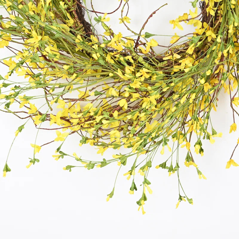 Primrue 28" Artificial Farmhouse Twig Spring Summer Blossoms Cluster Wildflower Large Floral Wrea... | Wayfair North America