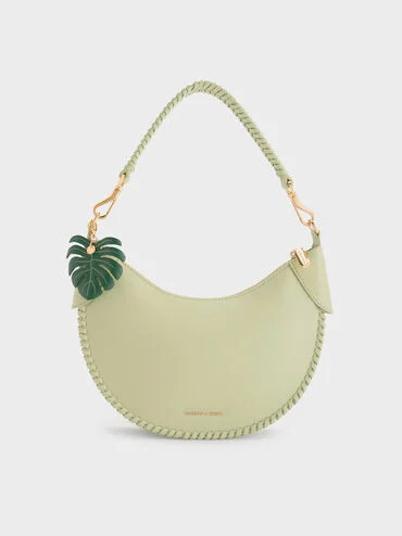 Matcha Green Blume Braided Curved Hobo Bag | CHARLES & KEITH UK | Charles & Keith UK