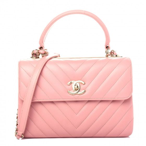 CHANEL

Lambskin Chevron Quilted Small Trendy CC Dual Handle Flap Bag Light Pink | Fashionphile