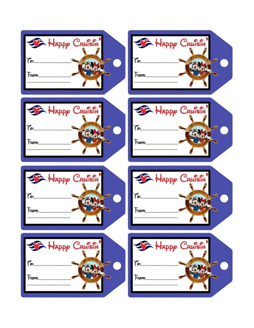 Set of 8 Mickey Mouse Fish Extender Tags / gift tags | Etsy (US)