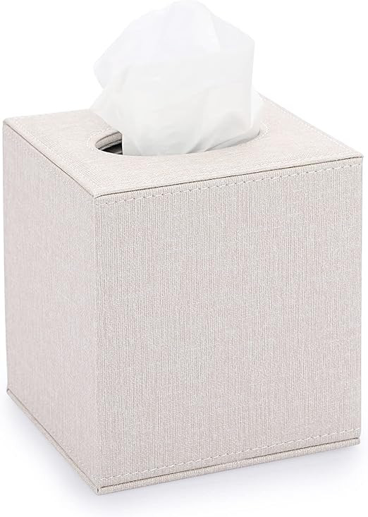 Sumnacon Square Linen Tissue Box Cover - Stylish Cube Tissue Box Holder with Magnetic Bottom, Dec... | Amazon (US)