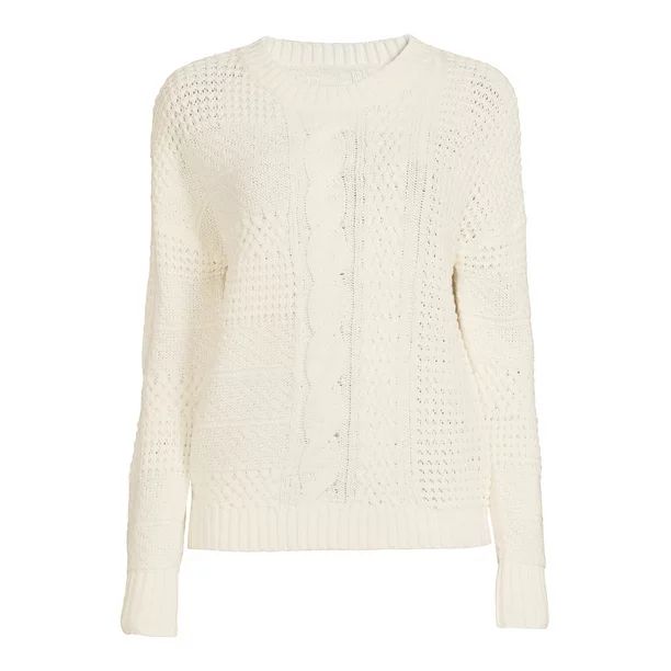 Time and Tru Women's Mix Stitch Sweater - Walmart.com | Walmart (US)