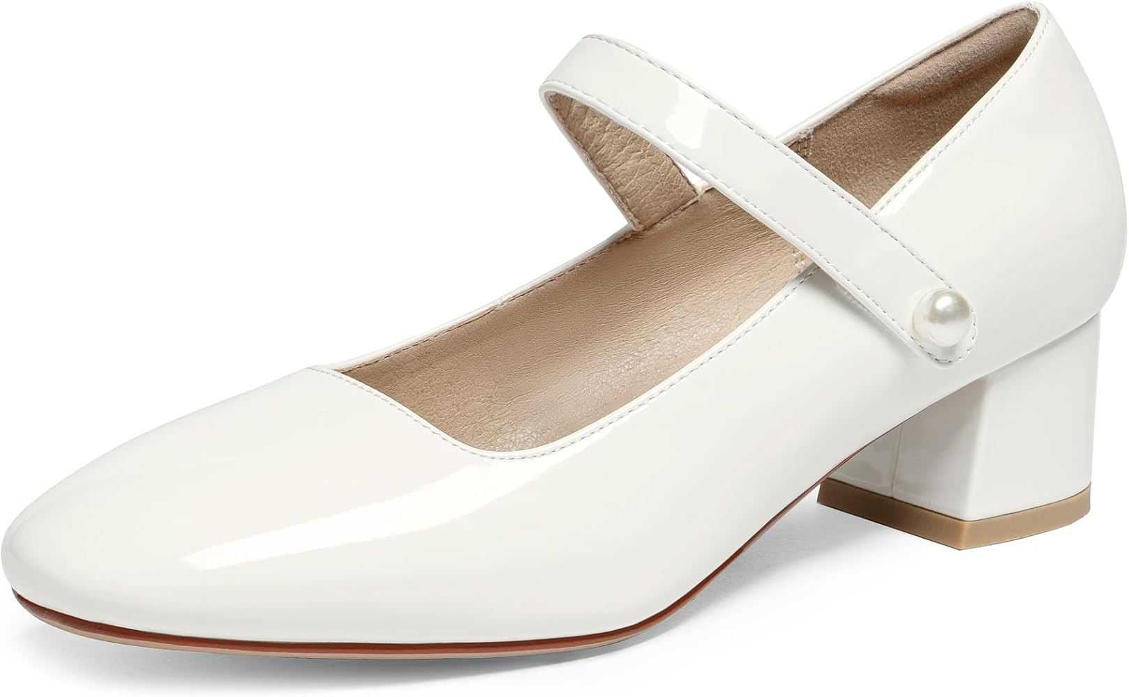 Naiyee Mary Jane Shoes Women Chunky Block Heel Dress Shoes for Women Low Heels Close Rounded Toe ... | Amazon (US)