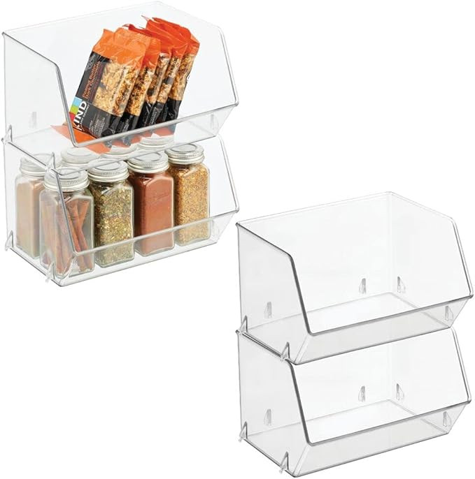 mDesign Plastic Open Front Food Storage Bin for Kitchen Cabinet, Pantry, Shelf, Fridge/Freezer - ... | Amazon (US)