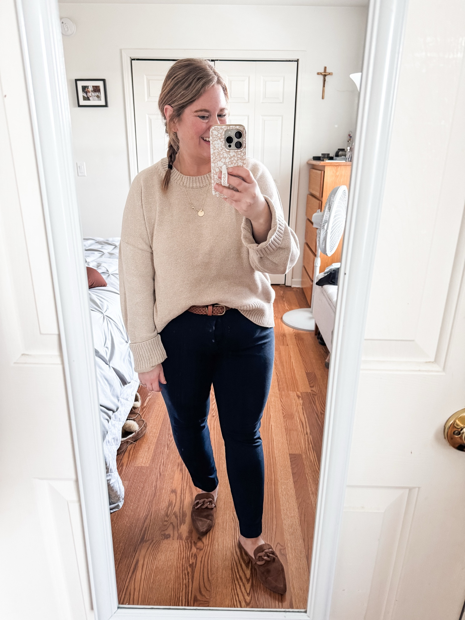 Wearing a 16 petite in my pixie pants and an XL in my quince sweater 

#LTKPetite #LTKWorkwear #LTKMidsize