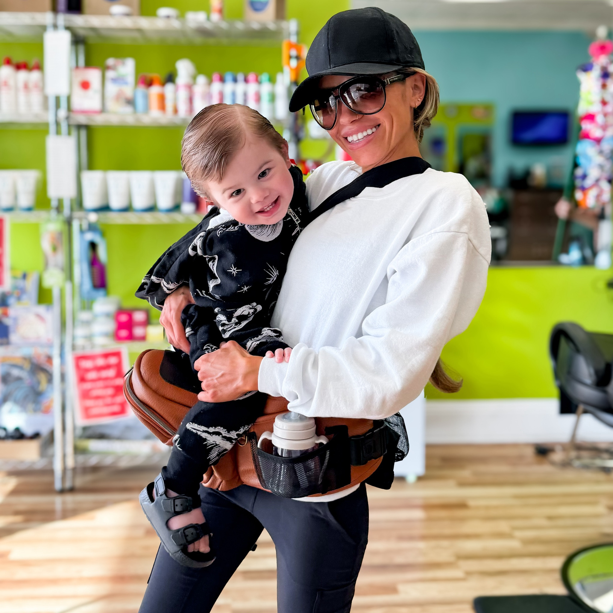 Fresh haircut for my little guy 😎 Im wearing a white crewneck sweatshirt, black leggings, black hat, and black aviator sunnies. P is wearing a two piece set from nununu and black sandals from the childrens place.

#LTKfamily #LTKkids #LTKfindsunder50
