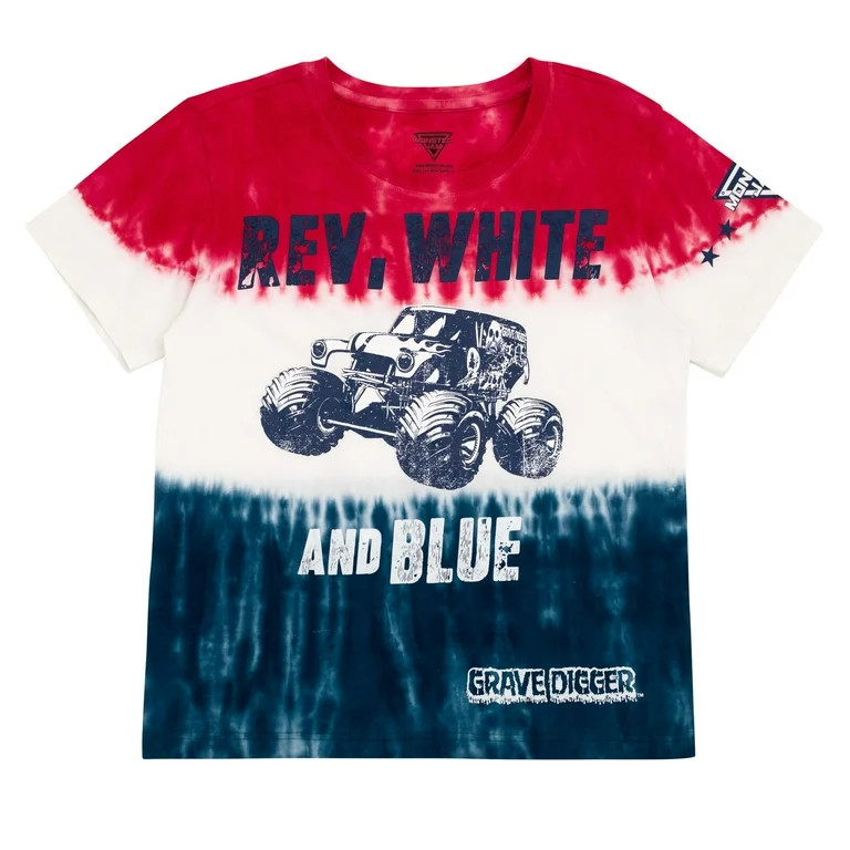 Monster Jam Grave Digger July 4th Matching Family T-Shirt Tie Dye Toddler to Big Kid | Walmart (US)