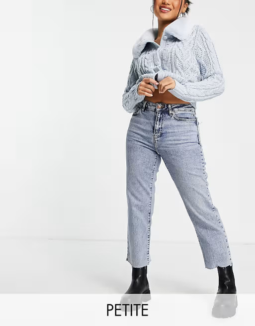 New Look Petite straight leg jeans in teal | ASOS (Global)