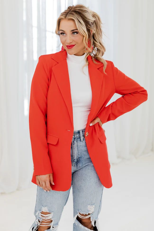 Picture To Burn Red Boyfriend Blazer | Pink Lily