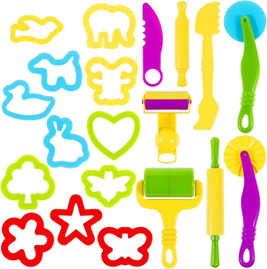 Playdough Tools 20 PCS Play Dough Tools Set for Kids, Various Shape Playdough Cutters and Rollers... | Amazon (US)