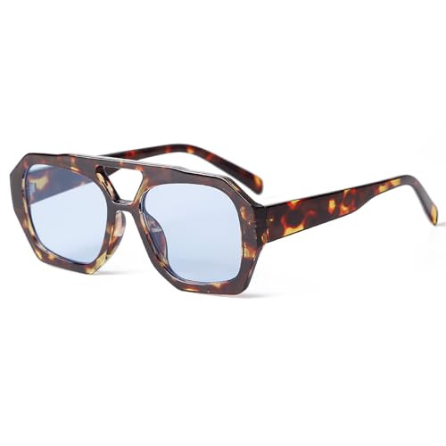ADE WU Trendy Aviator Sunglasses for Women Men 70s Thick Square Aviators | Amazon (US)