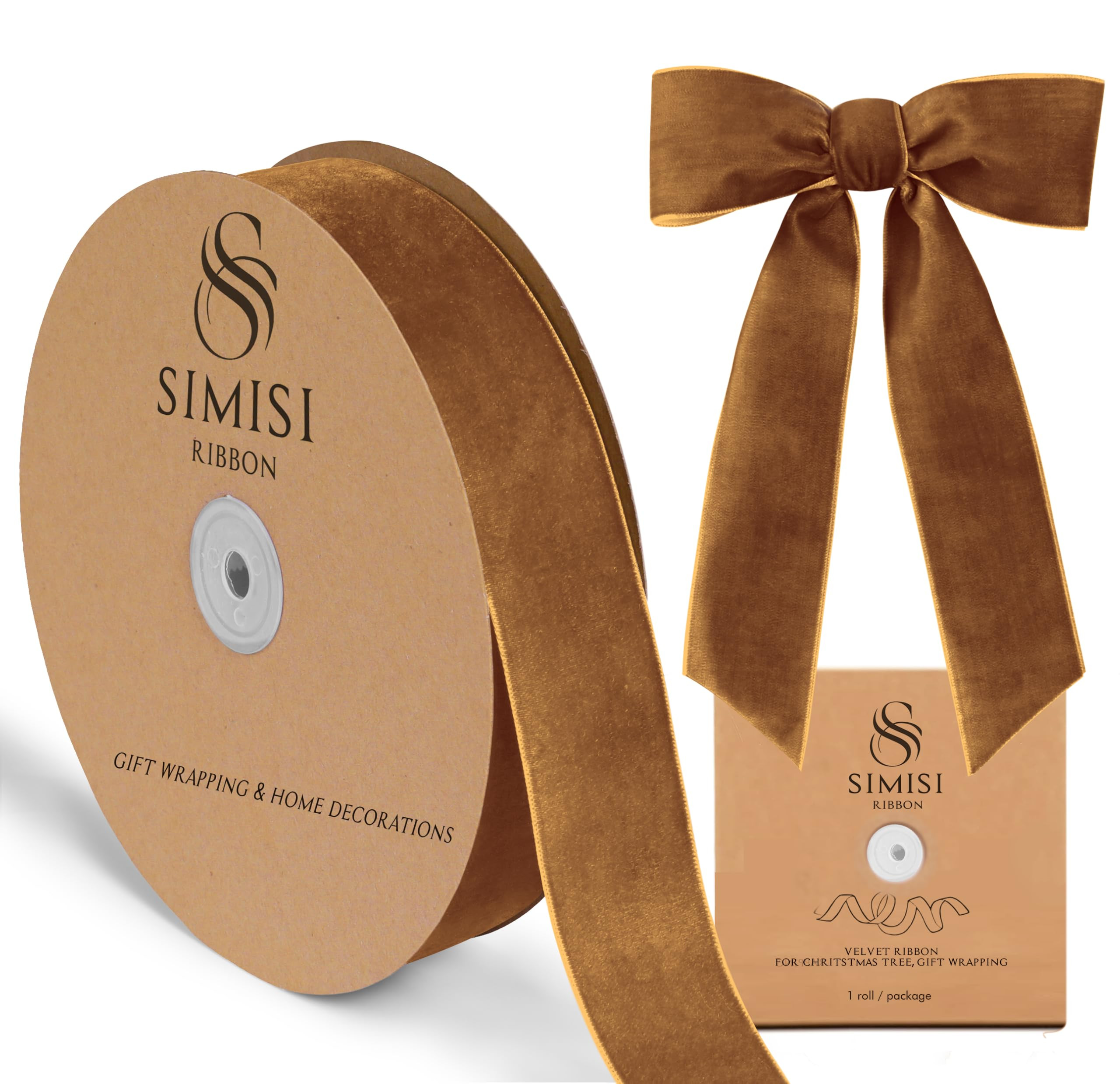 Copper Velvet Ribbon 1.5'' 25 Yards for Christmas Tree, Gift Wrapping, Flower Bouquet, Wreath Dec... | Amazon (US)