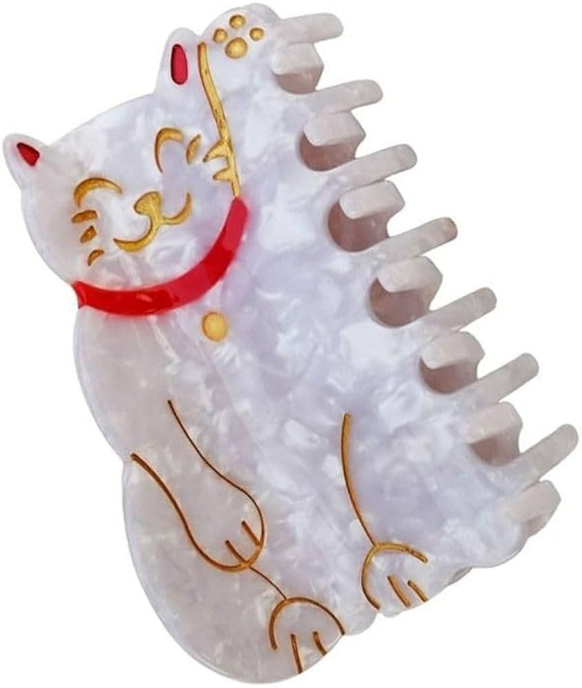 Lucky Cat Acetic Acid Large Hair Claw Clip Female Unique Design Maneki Neko Funny Animal Hairpin ... | Amazon (US)