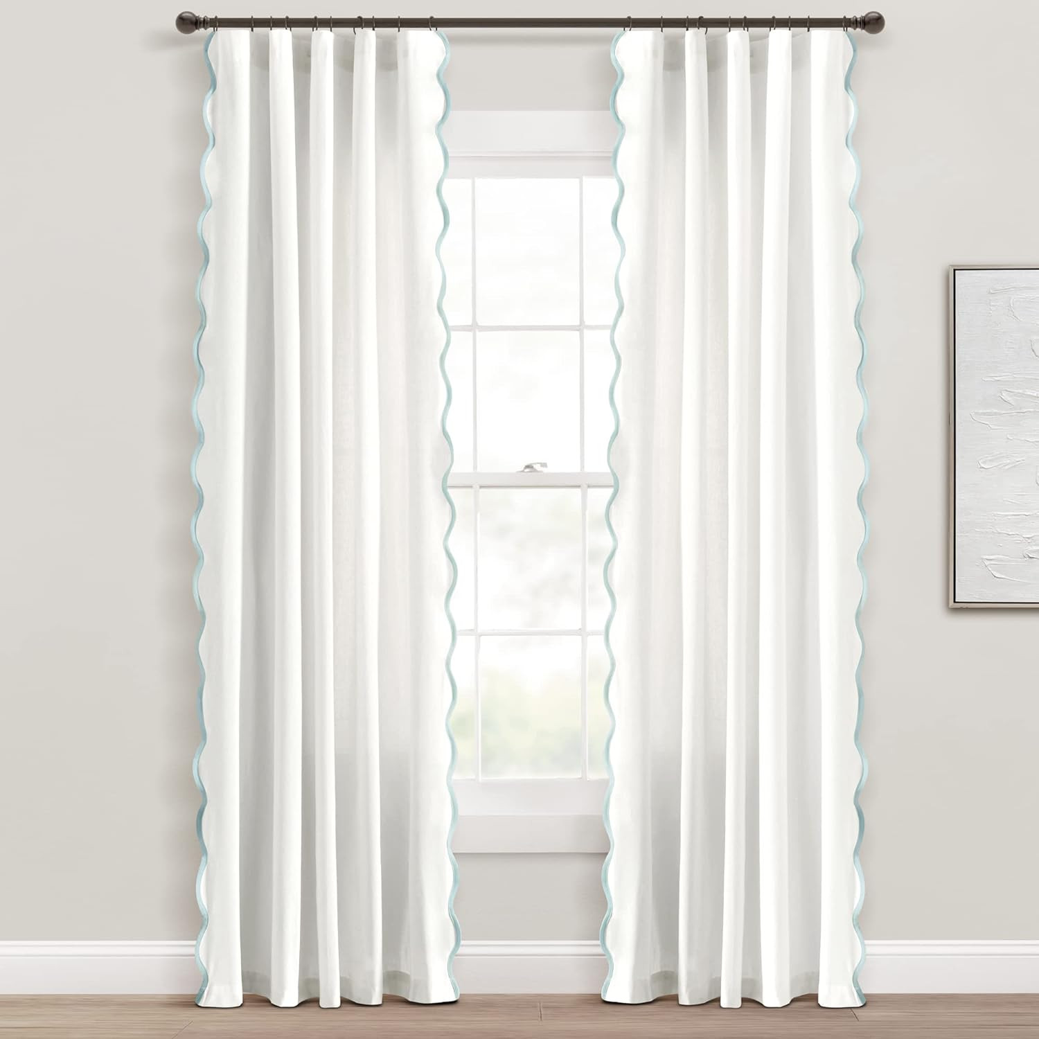 Lush Decor Coastal Chic Scalloped Edge Light Filtering Window Curtain Panels Pair, 52" W x 84" L,... | Amazon (US)