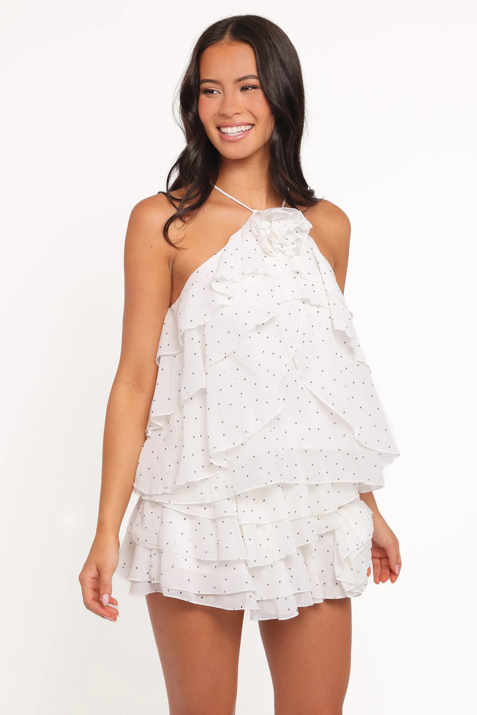 Kit Ruffled Skort Set - White Polka Dot | Petal & Pup (US)