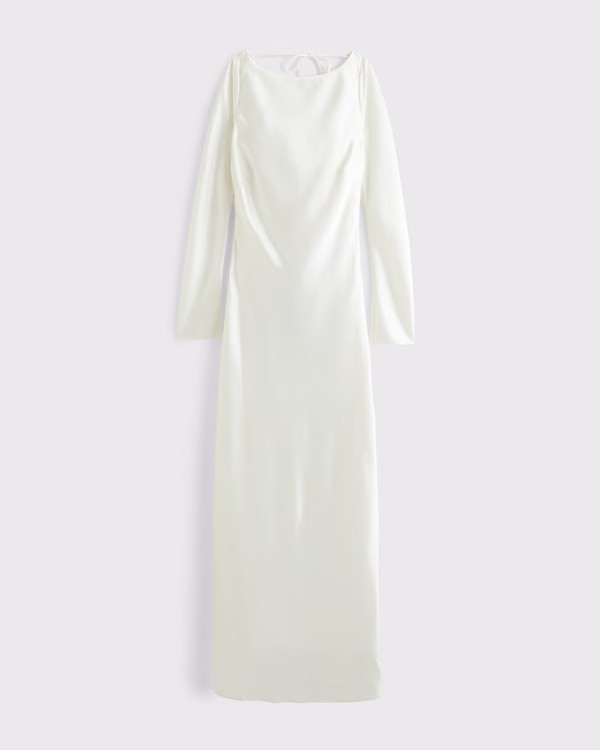Women's Long-Sleeve Cowl Back Slip Maxi Dress | Women's Dresses & Jumpsuits | Abercrombie.com | Abercrombie & Fitch (US)