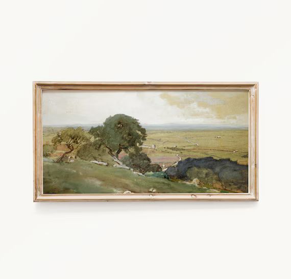 Olive Trees at Tivoli  - Long Horizontal Vintage Countryside Landscape Wall Art Print - Above Bed... | Etsy (US)