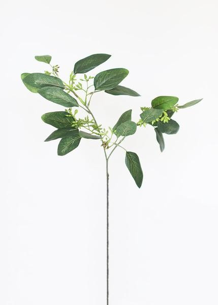 Artificial Seeded Eucalyptus Spray in Green Burgundy - 19" Tall | Afloral (US)