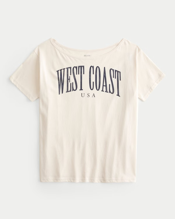 Oversized Off-the-Shoulder West Coast Graphic Tee | Hollister (US)